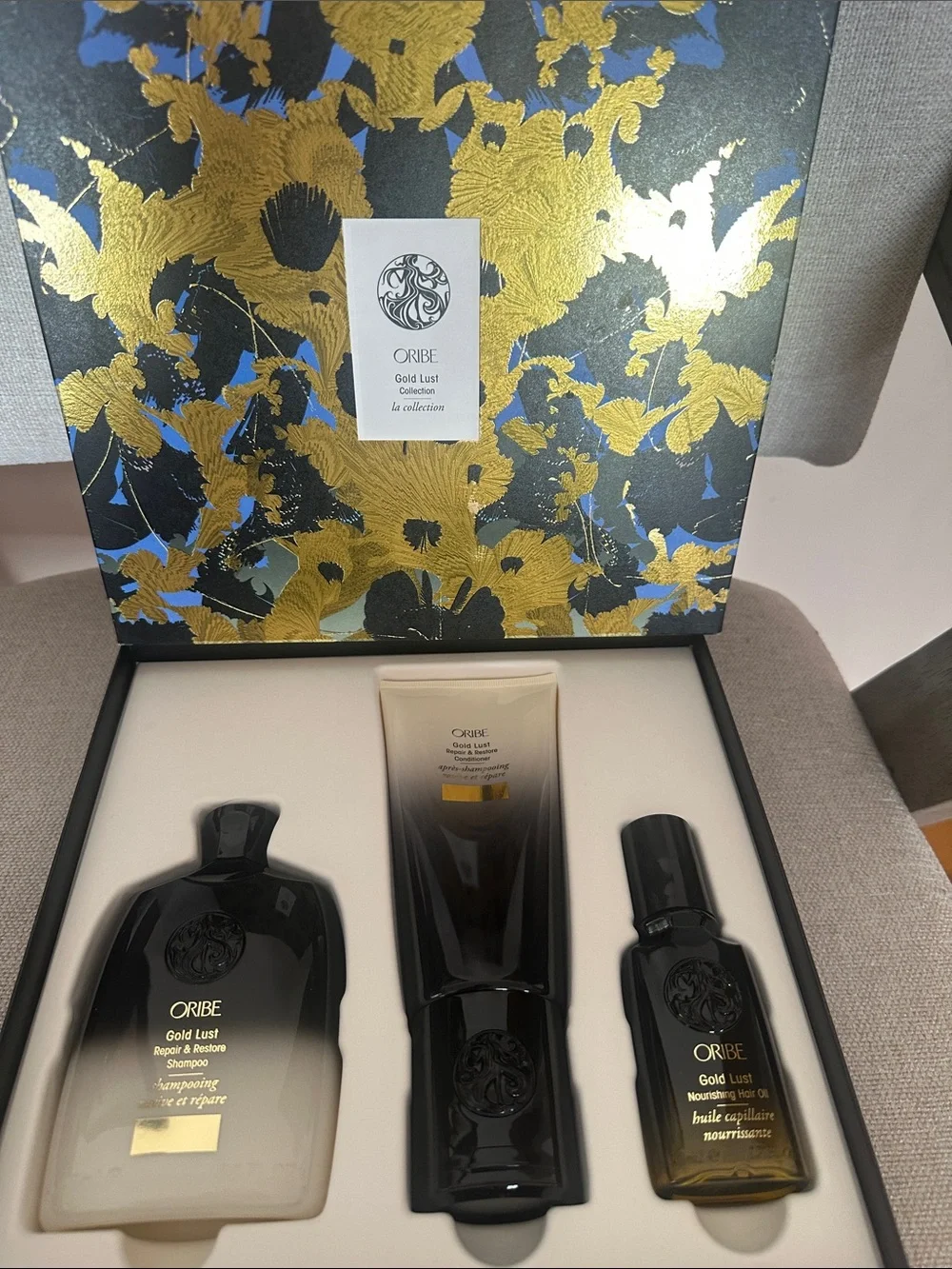 Oribe Gold Lust Shampoo & Hair Oil Set - Black, Gold, Cream